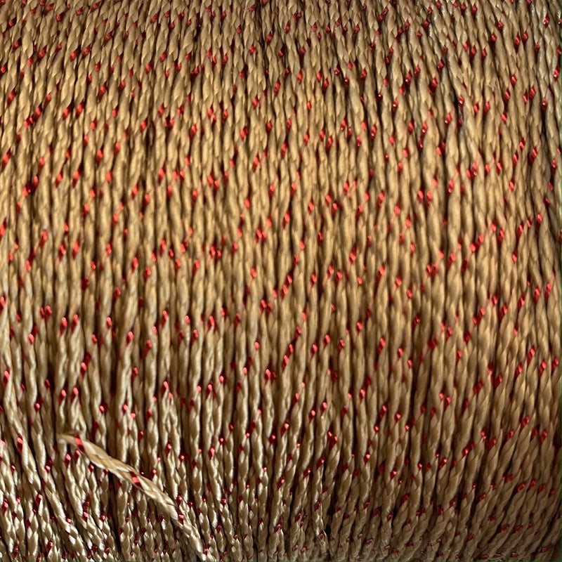 Micro Cord // Gold with Red Metallic Tracer// a 10 Meter